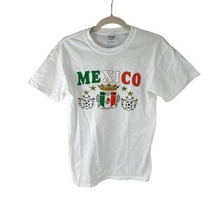 Gildan Mexico Soccer T-Shirt Size S Heavy Cotton Graphic Tee World Cup Style